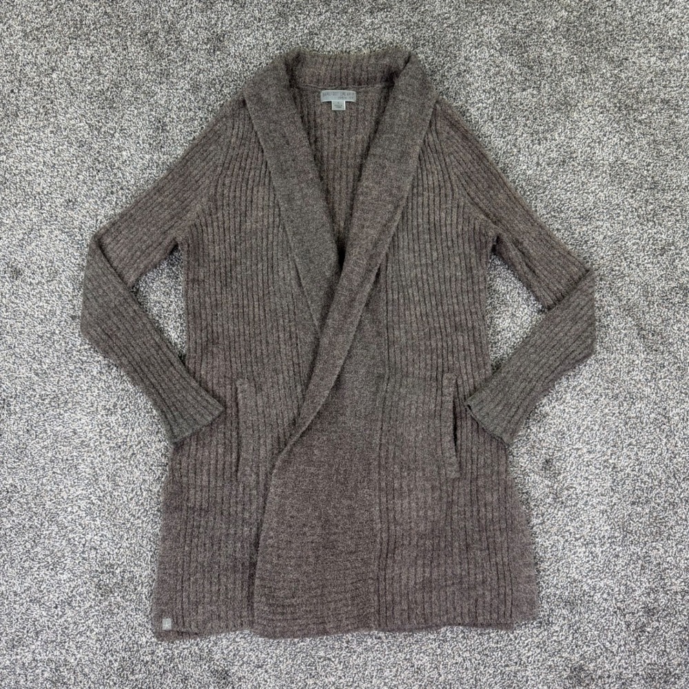 Barefoot Dreams CozyChic Lite Ribbed Cardigan Womens Small Brown Style 494